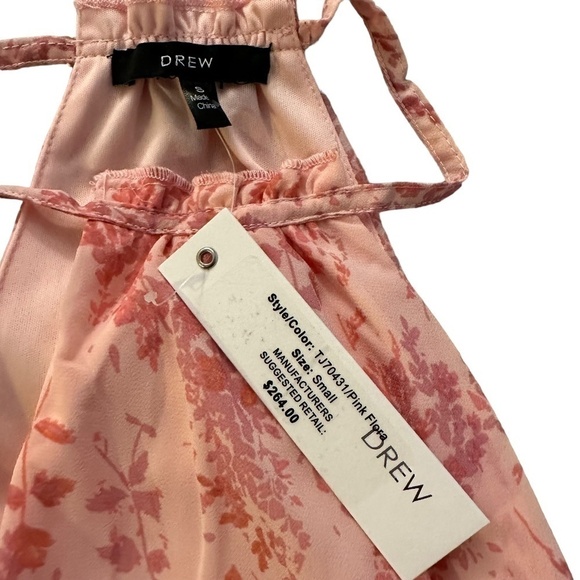 Anthropologie Drew Women's Size S Pink/Floral Mini Tiered Halter Neck Dress NEW - Picture 11 of 16